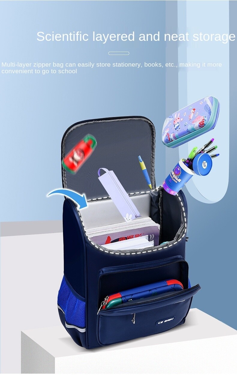 Fabricant en stock personnalisé imprimé LOGO charges réduisant l'espace sac 3-6 qualité Élève cartable sac à dos pour enfants