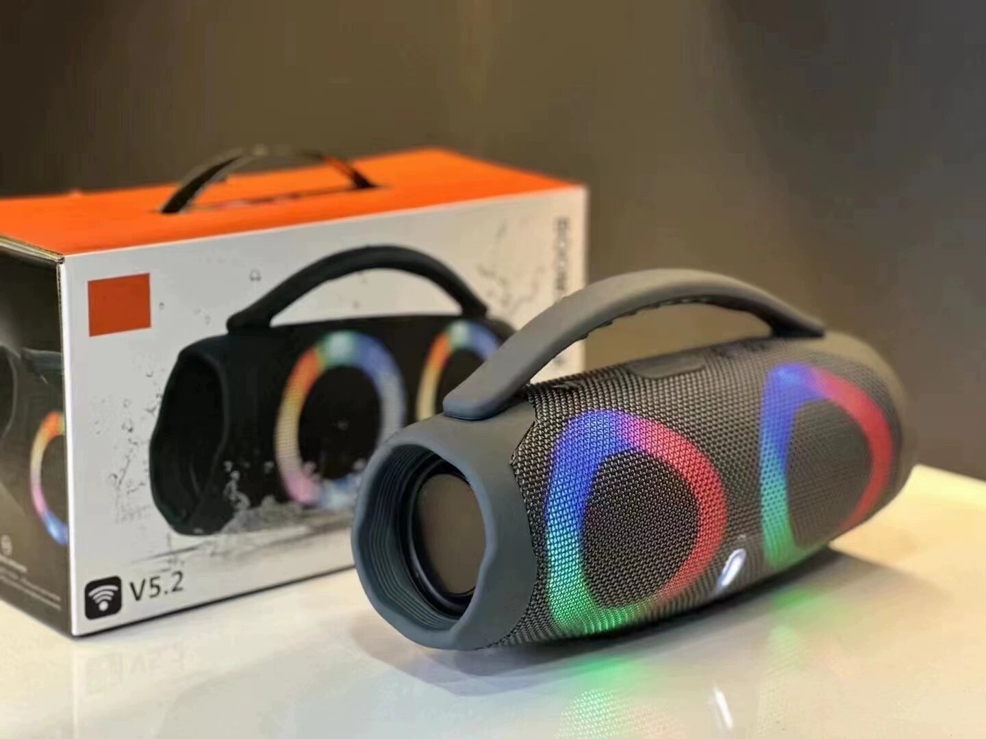 Enceinte portable BOX3 MINI RGB sans fil Bluetooth 5.2, colorée, étanche IPX4, avec subwoofer, pour extérieur, lecteur de musique, cadeau