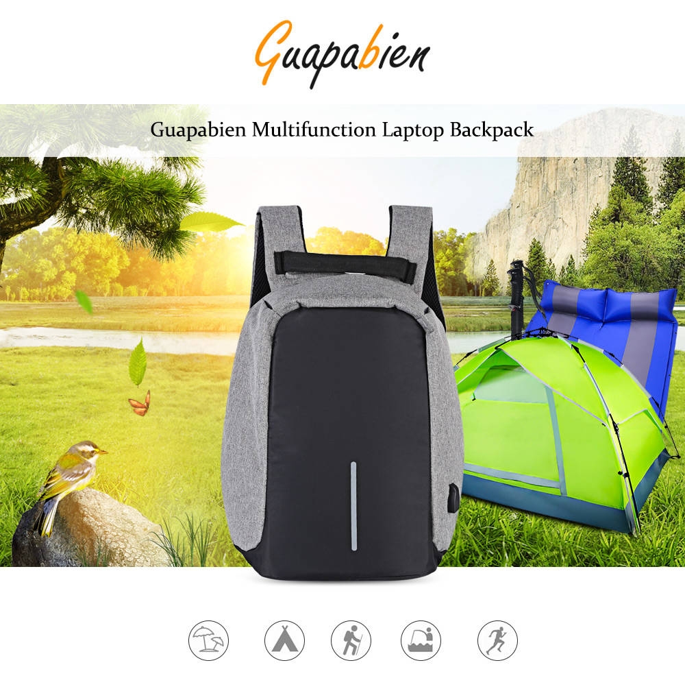 Guapabien Multifunction Outdoor Bag Laptop Travel USB Interface Backpack for Men