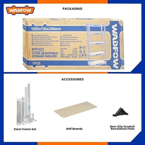 ETAGERES 5 NIVEAUX EN ACIER 1500x700x30MM -  WTS1A73