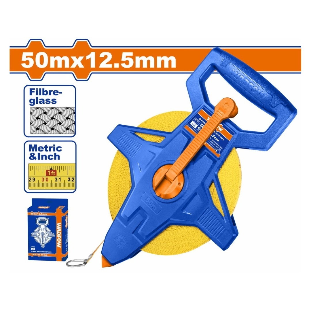 RUBAN À MESURER WADFOW EN FIBRE DE VERRE 50m WMT2550 WADFOW Ruban à mesurer en fibre de verre 50m WMT2550