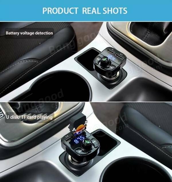 HY-82 Car Bluetooth mains libres FM launcher voiture MP3 double chargeur voiture USB