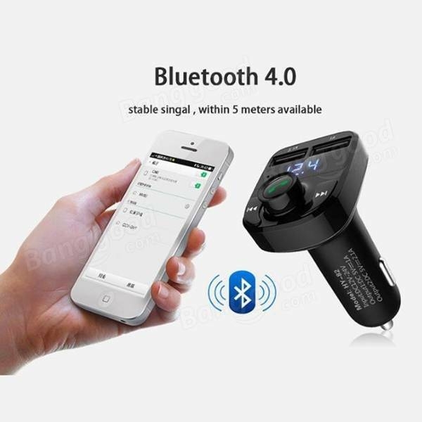 HY-82 Car Bluetooth mains libres FM launcher voiture MP3 double chargeur voiture USB