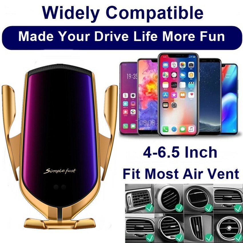 Bakeey 10w Qi Chargeur Sans Fil Charge Rapide Induction Pince Air Vent Support De Voiture Support De Téléphone De Voiture Pour 4.0-6.5 Pouces Smart Phone pour iPhone 11 Samsung Note 10