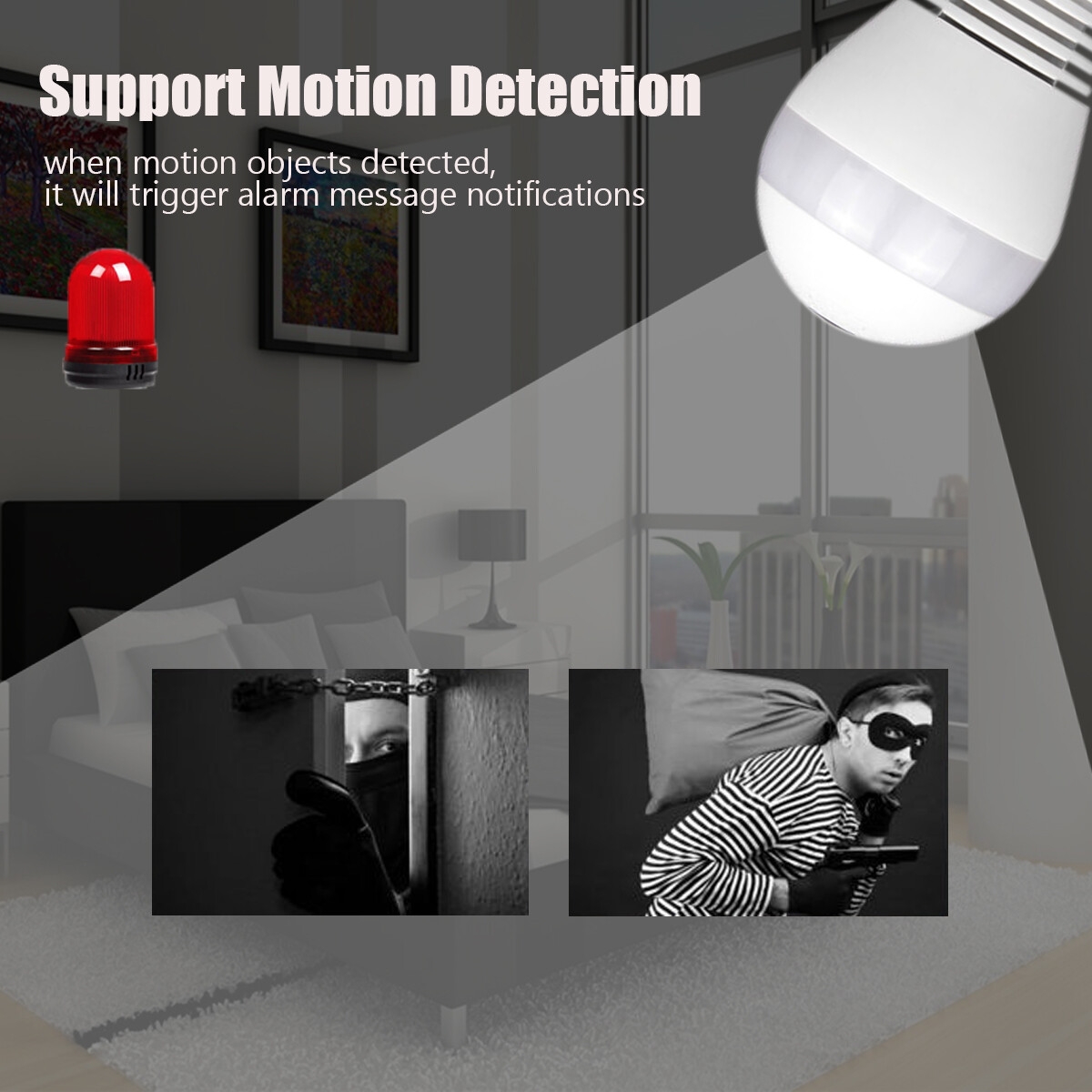 E27 360 ° Panoramique 1080P IR Caméra Cachée Ampoule Wifi Fisheye CCTV Caméra de Sécurité