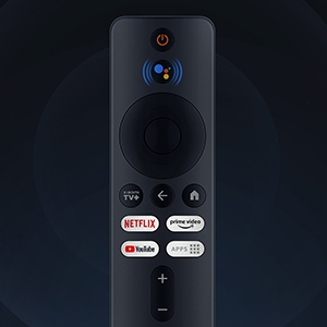 avec pavé tactile circulaire, bouton d'alimentation et boutons dédiés pour Netflix, Prime Video, YouTube et Disney+. Design moderne et élégant.