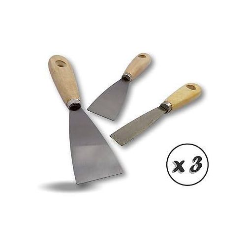 Jeu de 3 couteaux de peintre (ou couteaux à mastic/enduire)