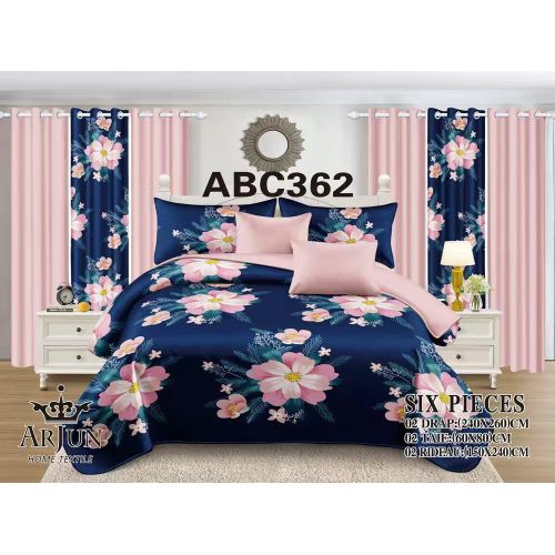 Ensemble drap de Lit & Rideaux 6 Pièces