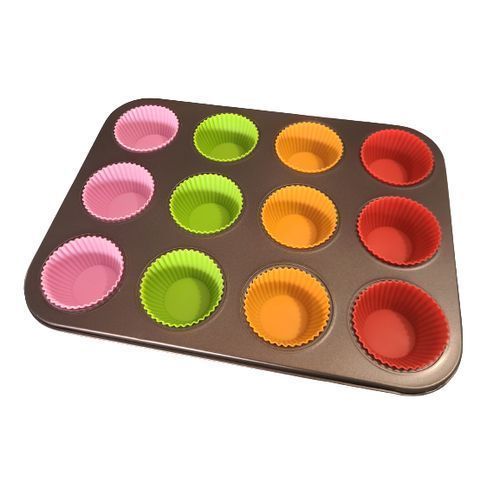 Moule à Gâteau - 12 Trous -Plaque à Four Avec 12 Moules En Silicone