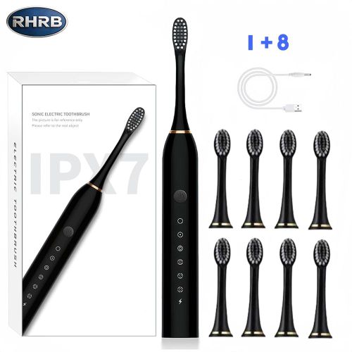 Brosse à dents électrique à six vitesses, chargement USB - Blanc