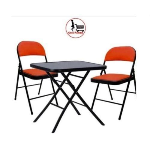 Table Pliante Vitré plus 2 Chaises Rouge