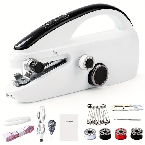 Machine à coudre portable – Mini machine à coudre : facile à utiliser, couture rapide, adaptée aux tissus – Blanc