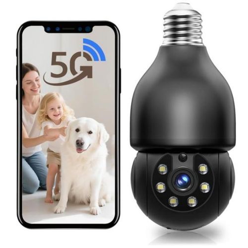 Caméra sans fil avec ampoule, détection de mouvement, vision nocturne couleur, sirène (avec carte mémoire)