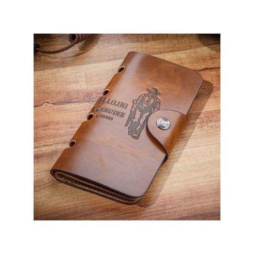 Portefeuille long pour hommes Baellerry Vintage en cuir PU avec emplacements pour cartes spacieux -- Marron