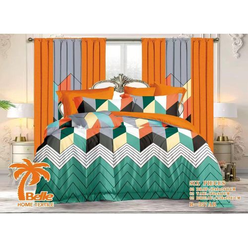 Lot Complet : 2 Draps + 2 Taies + 2 Rideaux – Design Élégant et Confort Assuré