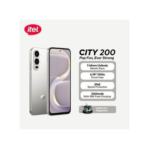 Itels City200- 128G ROM- 8G RAM(4+4G)- 6.78 pouces IPS, 120Hz, résolution 720x1576 pixels