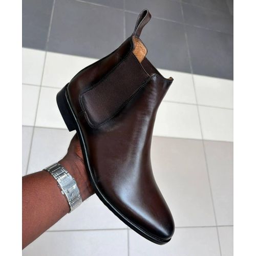 boot en cuir pour homme-marron