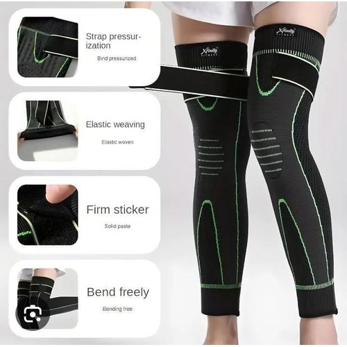 Genouillère Longue de Compression – Manchon de Jambe Sportif avec Sangle de Pressurisation Ajustable