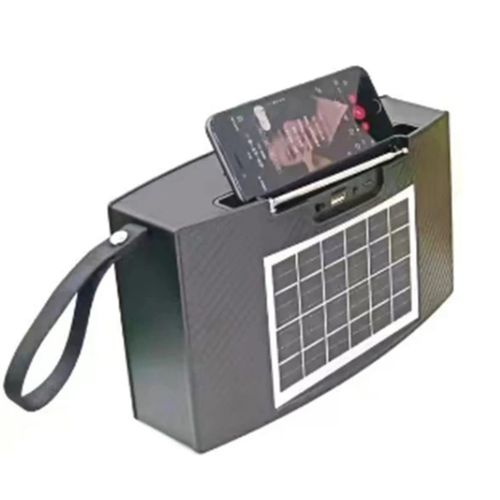 Enceinte Radio Solaire Portable – Bluetooth, FM, USB, Carte Mémoire & Support Téléphone