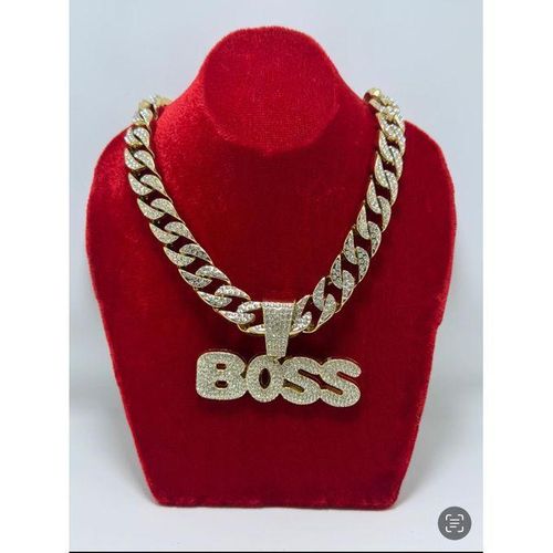 Chic Chaîne En Strass Luxueuse Bling Médaillé BOSS BB