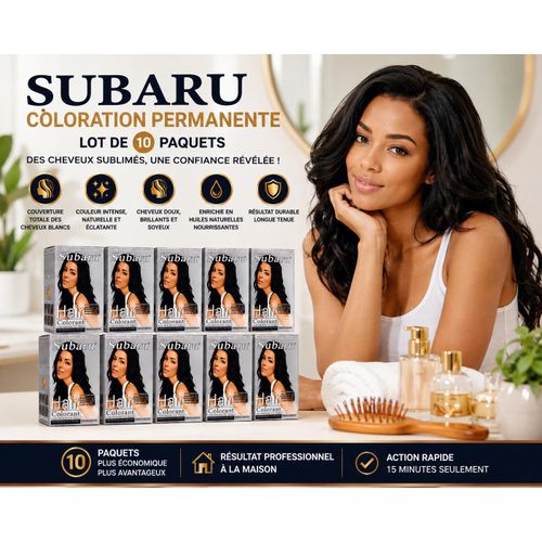 Subaru Coloration Permanente pour Cheveux - Lot de 10 Paquets - Couverture Totale des Cheveux Blancs