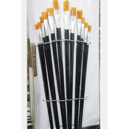 Lot De 12 Pinceaux d'art à Pointe Plate