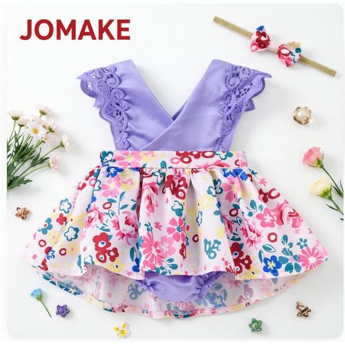 Barboteuse fille 1M-3Y, violet avec cœurs