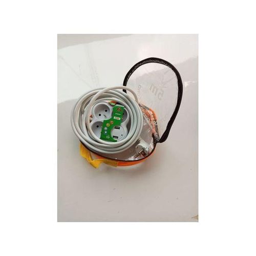 Rallonge Multiprise 5M ,3Trous Et 2 PORT USB - Blanc