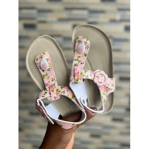Sandale ouverte enfant floral rose fleuri