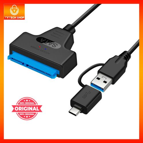 Cable Adaptateur USB 3.0 - SATA Hdd/Ssd Type C + USB compatible Pc et Mac