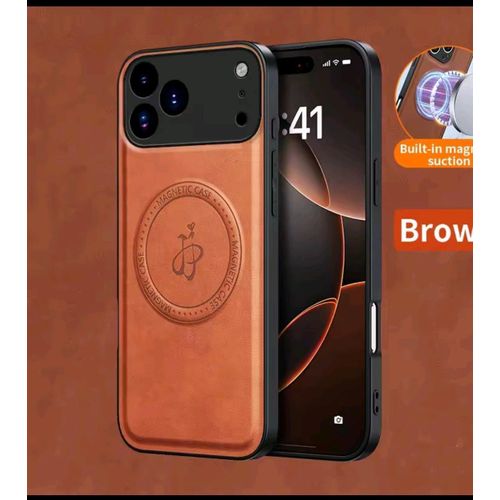 Coque iphone 17 pro marron cuir mag a