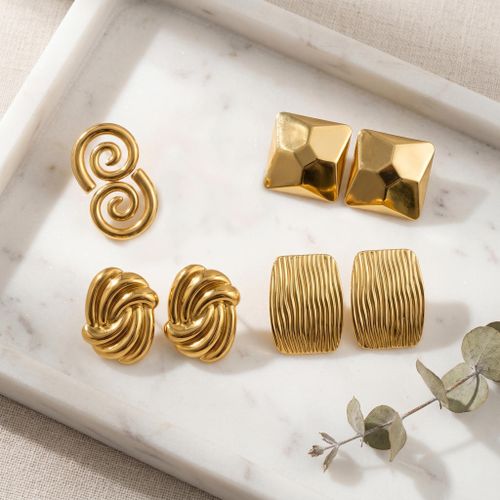4 paires de boucles d'oreilles géométriques pour femmes - Or