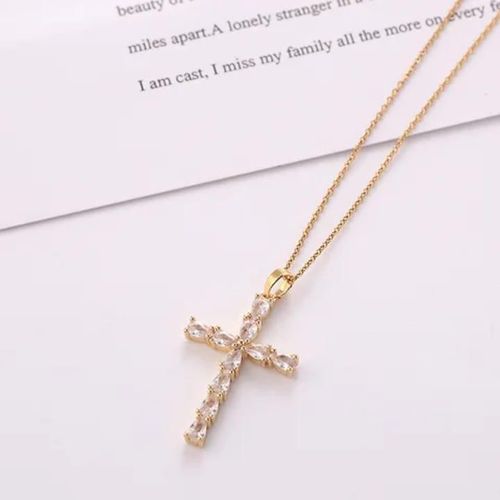 collier en croix strass goutte