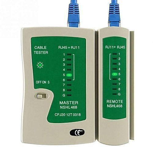 Testeur de Câbles Réseau RJ45 et RJ11 - Testeur LAN Automatique pour Câble Ethernet et Téléphonie - Indicateurs LED, 2 Modes de Vitesse - Vert et Blanc