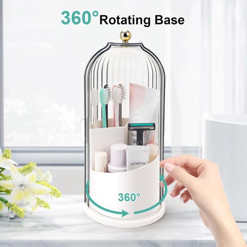Porte-brosses à dents coulissant blanc de qualité supérieure, solution de rangement rotative à 360°, organisateur de salle de bain anti-poussière.