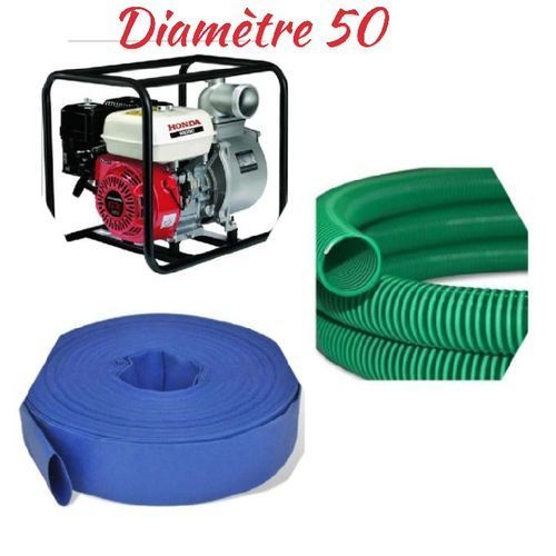 Motopompe( Diamètre 50 ) - Blanc /rouge + 50 M Refoulement +8 M Aspiration