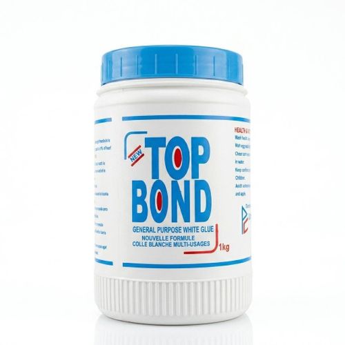 Colle Blanche Multi-Usages TOP BOND 1kg - Nouvelle Formule Haute Adhérence - Idéale pour Papier, Carton, Bois et Loisirs Créatifs - Format Économique pour École et Bureau