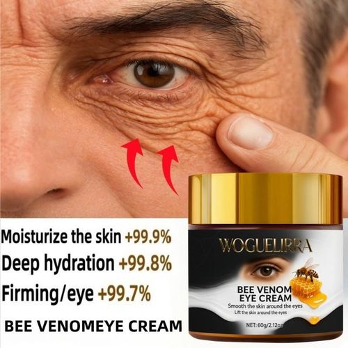 Crème contour des yeux raffermissante au venin d'abeille - atténue l'apparence des cernes, des ecchymoses et des imperfections, absorption rapide, contient du miel, du collagène et du rétinol, effet liftant instantané en 2 minutes.