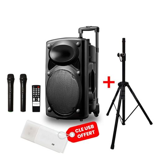 Haut-parleur Système Audio Avec Multimédia - OP D14 - FM/USB/Carte Mémoire - Noir + Trépied & Clé USB Offerts