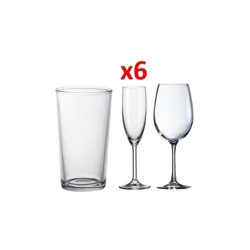 Set De 6 Verres à Eau, 6 Coupes à Vin Et 6 Coupes à Champagne - Transparent