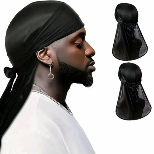 Durag en Satin - Accessoire de Protection pour Cheveux - Noir