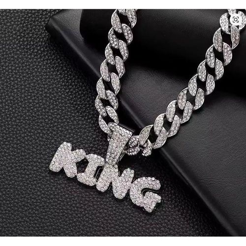 Chic Chaîne En Strass Or Chaîne Luxueuse Bling Médaillée KING GH