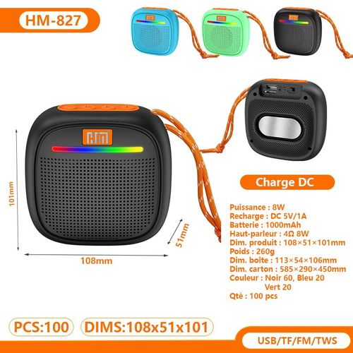 Enceinte sans fil Bluetooth légère à rendu sonore profond, compatible carte TF et association TWS stéréo, adaptée aux loisirs extérieurs et usage domestique