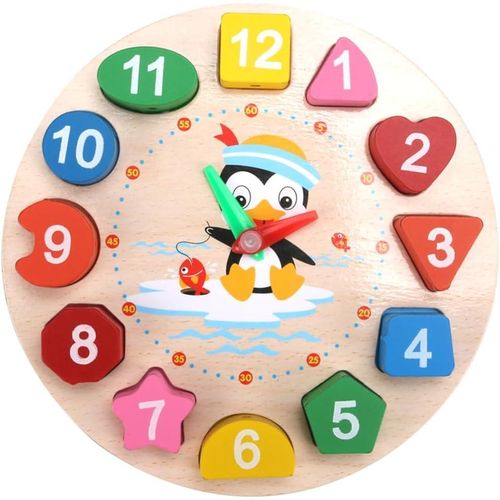Wooden Sorting Clock Toy for Toddlers 3-5 Years Old, Montessori Shape Color & Animal Puzzle, Educational Learning Gift for Teaching Time, Numbers, and Fine Motor Skills