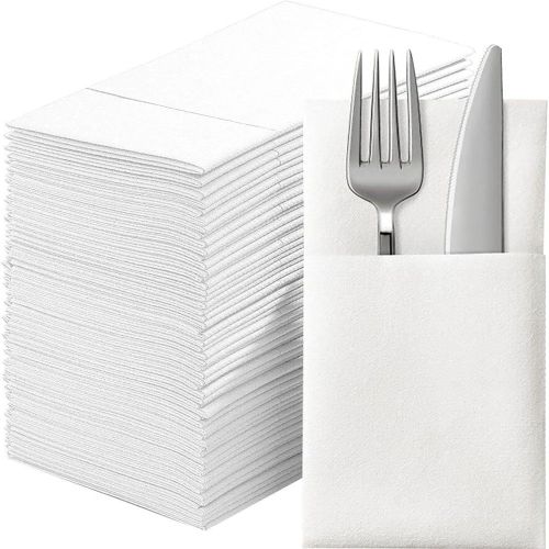 Serviettes Jetables en Tissu - Lot de 50 Poche Intégrée pour Couverts