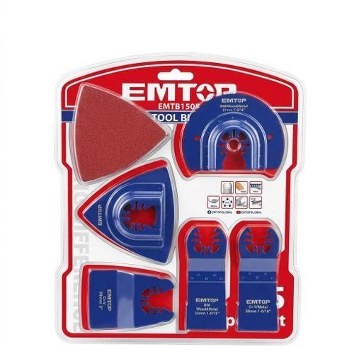 KIT D'ACCESSOIRES OUTIL MULTIFONCTION EMTOP (EMTB1501) - 15 PIÈCES : Sciez, Poncez et Décapez avec Précision (Bois, Métal et PVC)