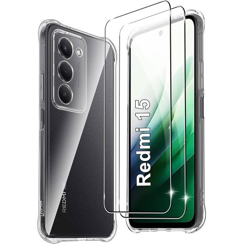 Coque Transparente Redmi 15 Avec 2 Antichoc 5D