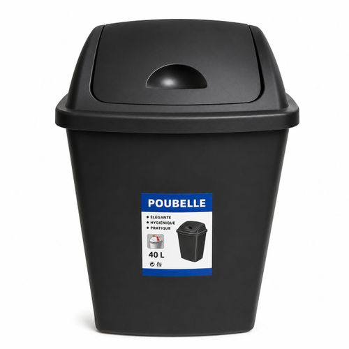 Poubelle basculante 40 L avec couvercle – Plastique résistant