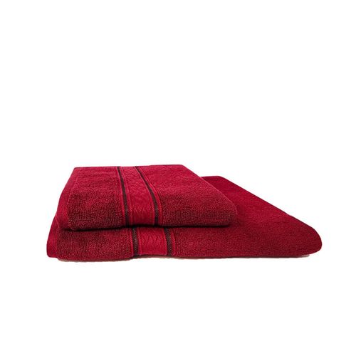 Serviette De Bain - 100% coton - À Motif - Taille Moyenne & Grande - Rouge Bordeaux
