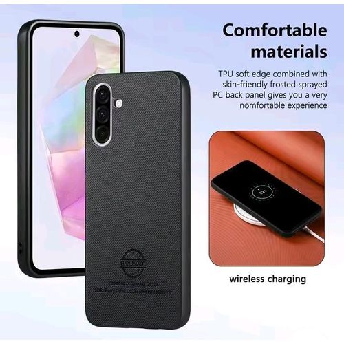 Coque Modèle Premium Samsung A26 (couleur noir) , Design en Textile très tendance avec Tecnologie MagSafe integrée pour recharge sans fil